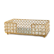 10" Gold Iron And Crystal Flat Napkin Holder