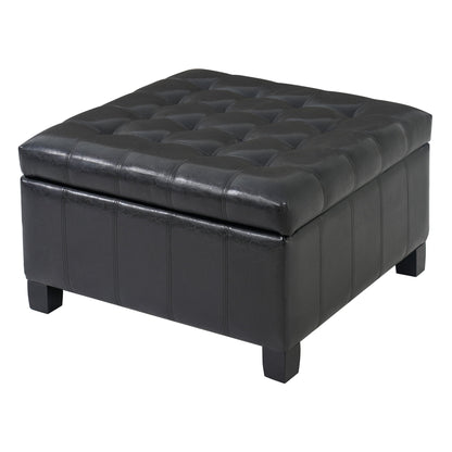 Square Tufted Indoor Ottoman With Lift-Top Storage
