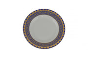White Blue And Gold 40 Round Flat Abstract Ceramic Service For Eight Dinnerware Set