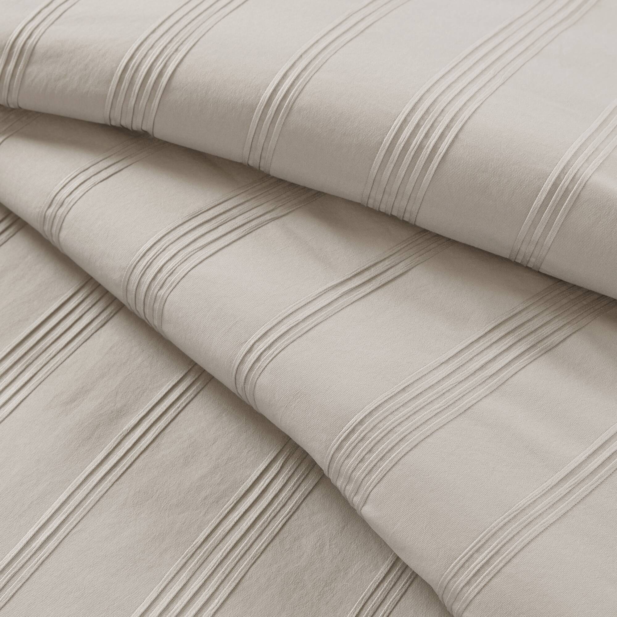 Logan - King Striped Comforter Set - Neutral