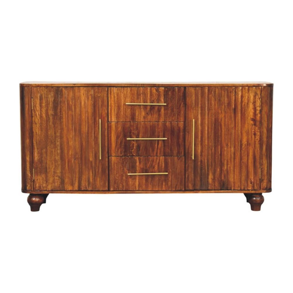 57" Brown Solid Wood Three Drawer Sideboard