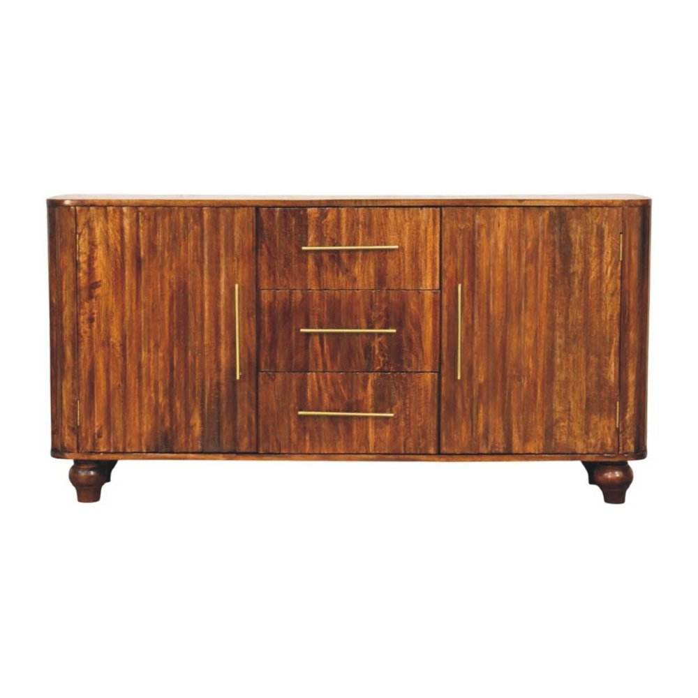 57" Brown Solid Wood Three Drawer Sideboard