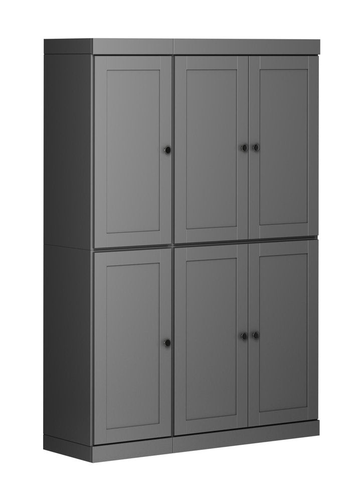 72" Gray Solid Wood 8 Pantry Or Storage Closet