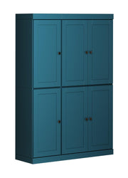 72" Teal Blue Solid Wood 8 Pantry Or Storage Closet