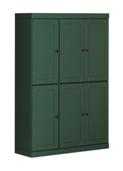72" Green Solid Wood 8 Pantry Or Storage Closet