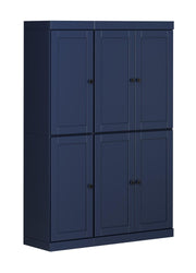 72" Navy Blue Solid Wood 8 Pantry Or Storage Closet
