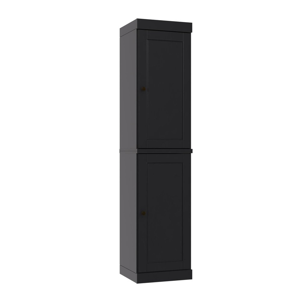 72" Black Solid Wood Two Door Pantry Or Storage Closet