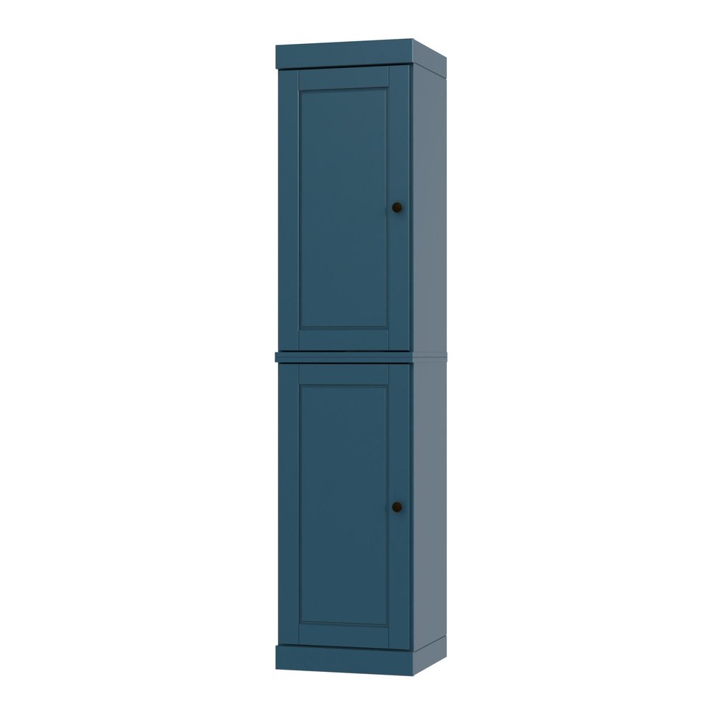 72" Teal Blue Solid Wood Two Door Pantry Or Storage Closet
