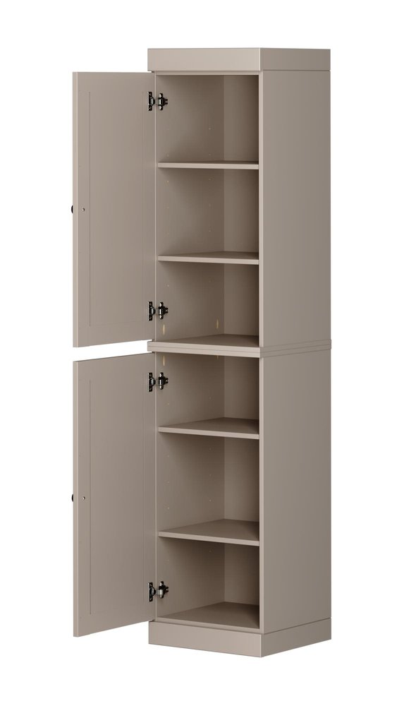 72" Beige Solid Wood Two Door Pantry Or Storage Closet