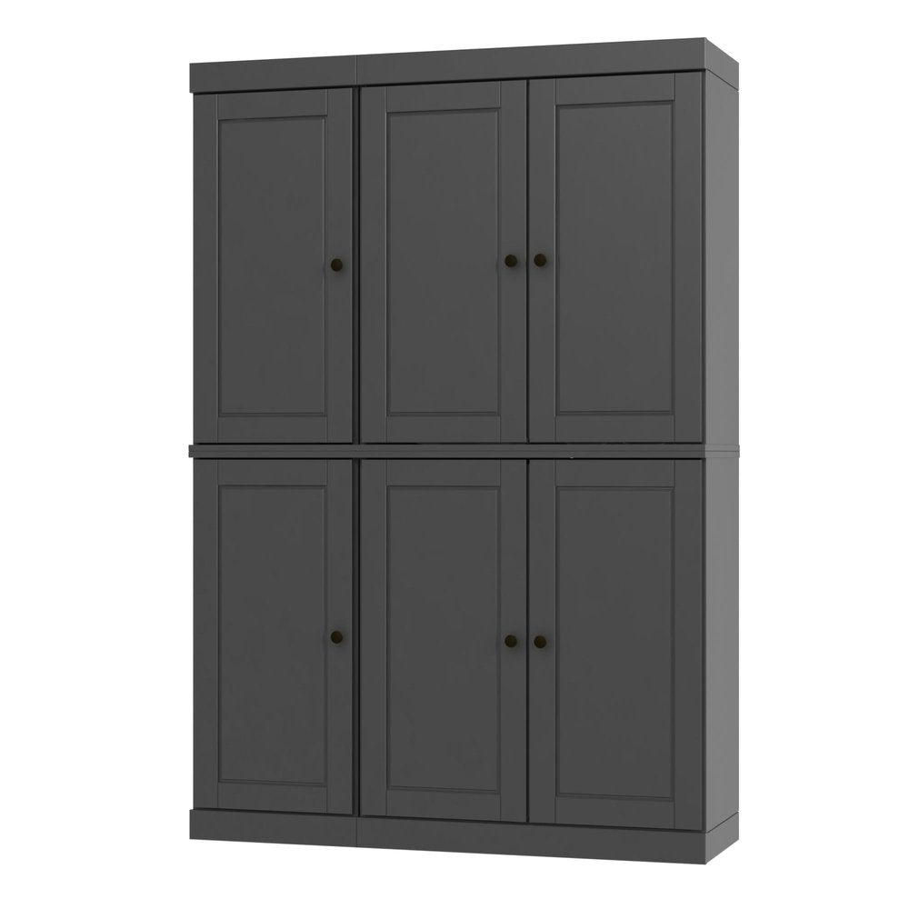 72" Gray Solid Wood 8 Pantry Or Storage Closet