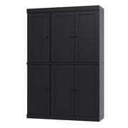 72" Black Solid Wood 8 Pantry Or Storage Closet