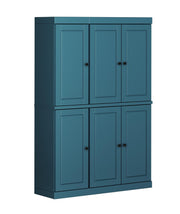 72" Teal Blue Solid Wood 8 Pantry Or Storage Closet