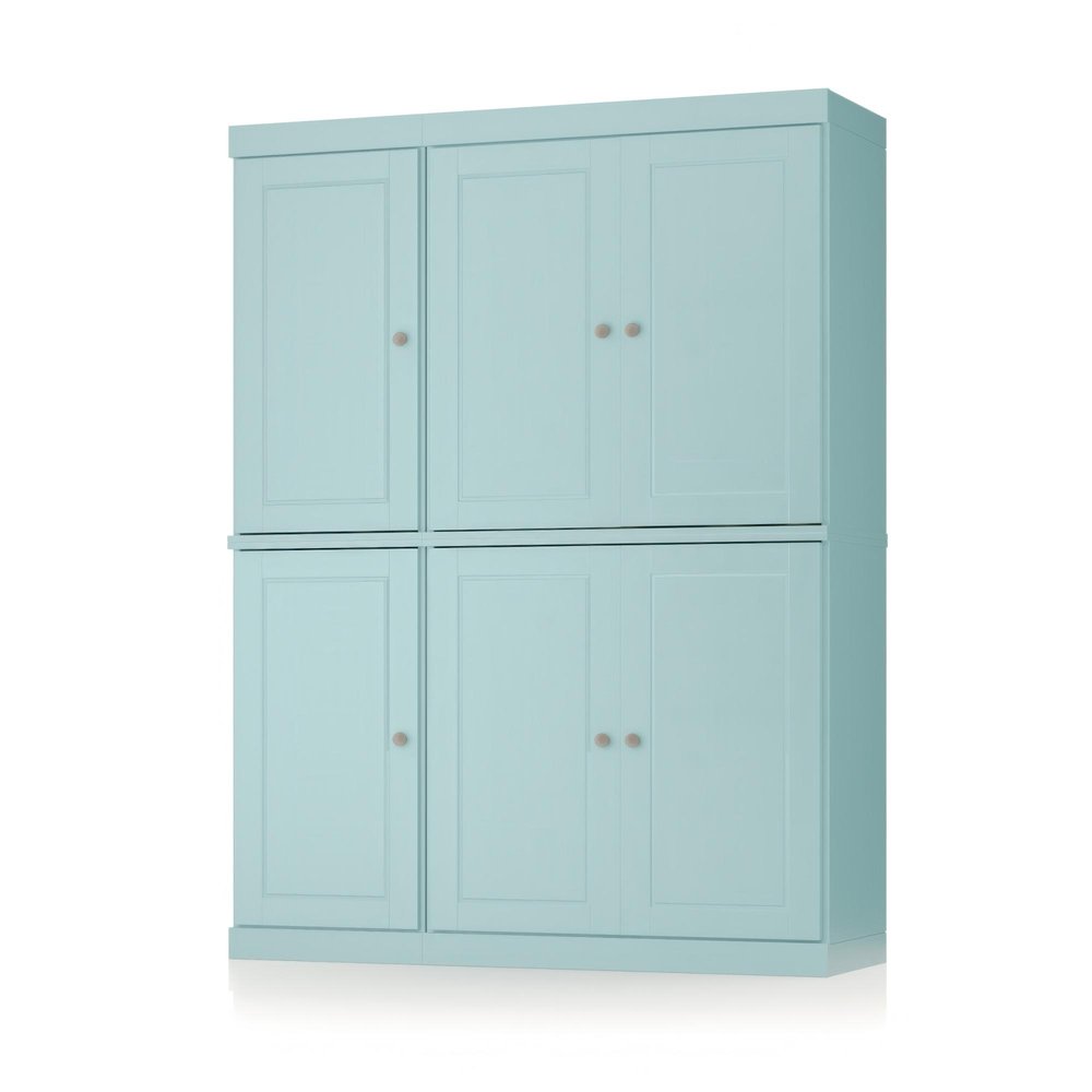 72" Aqua Solid Wood 8 Pantry Or Storage Closet