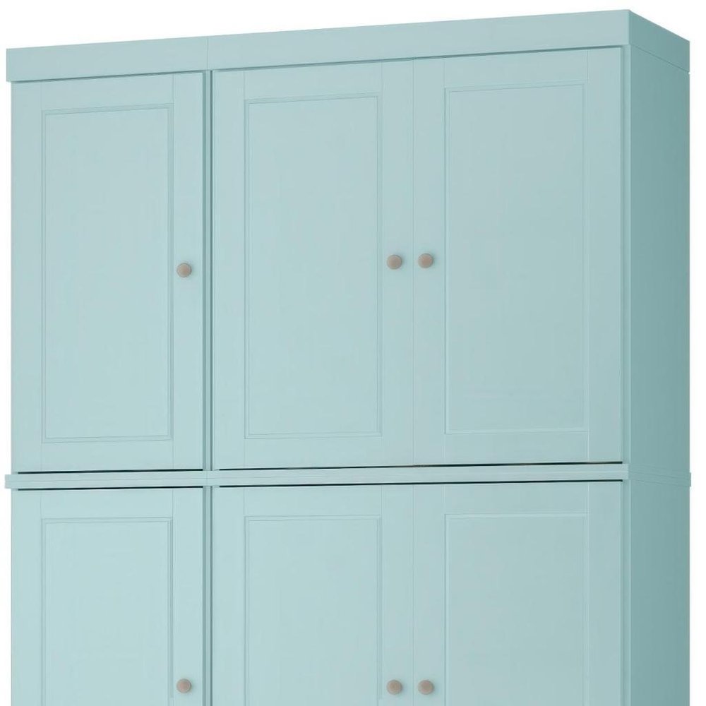 72" Aqua Solid Wood 8 Pantry Or Storage Closet