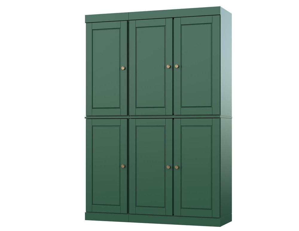 72" Green Solid Wood 8 Pantry Or Storage Closet