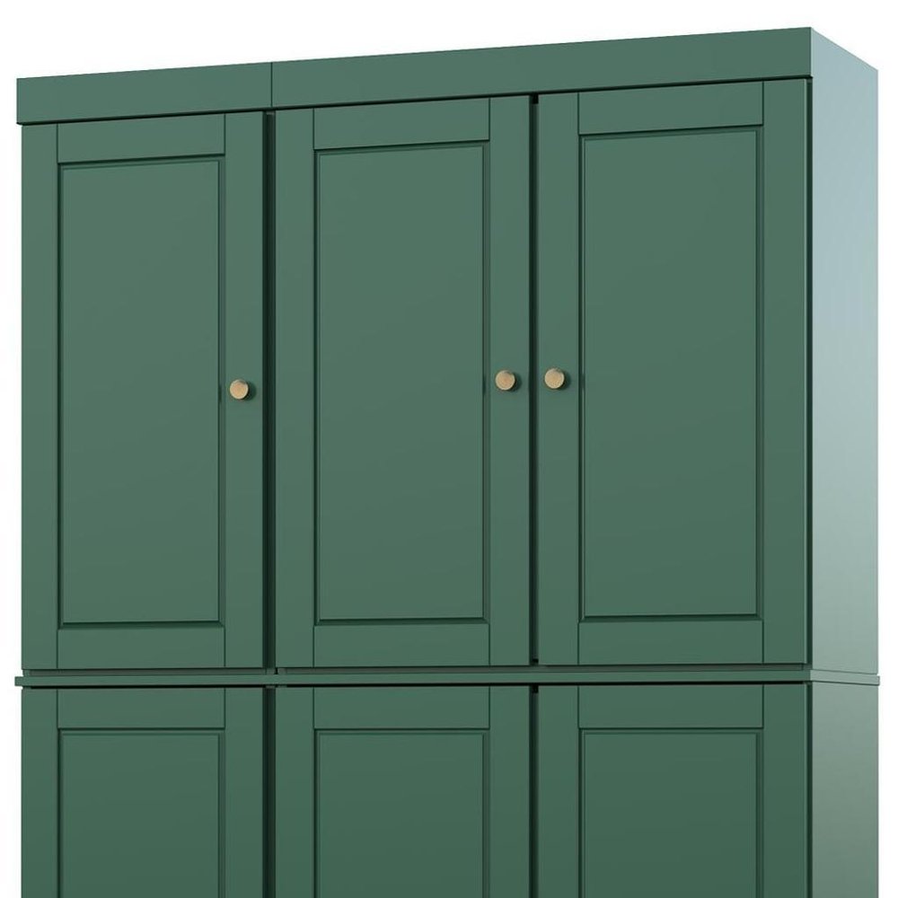 72" Green Solid Wood 8 Pantry Or Storage Closet