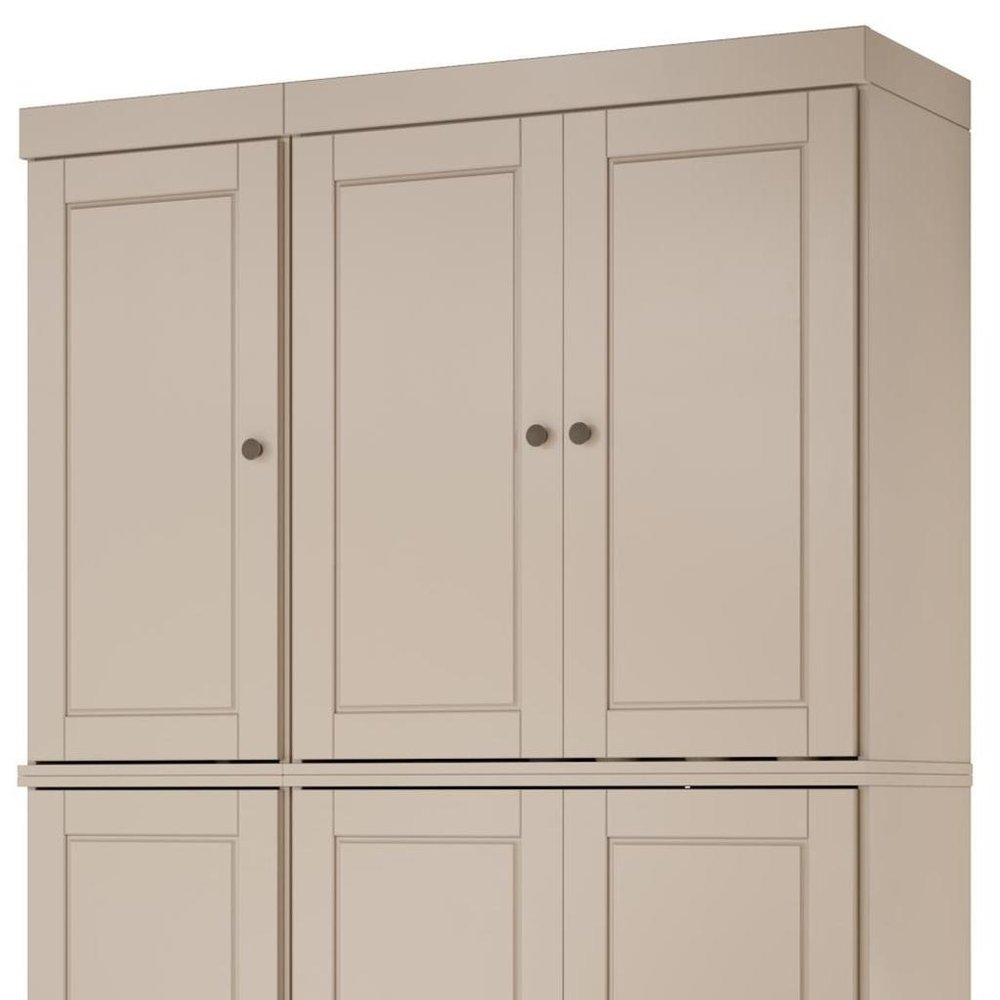 72" Beige Solid Wood 8 Pantry Or Storage Closet