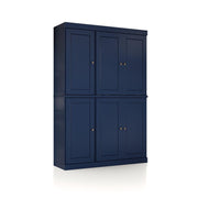 72" Navy Blue Solid Wood 8 Pantry Or Storage Closet