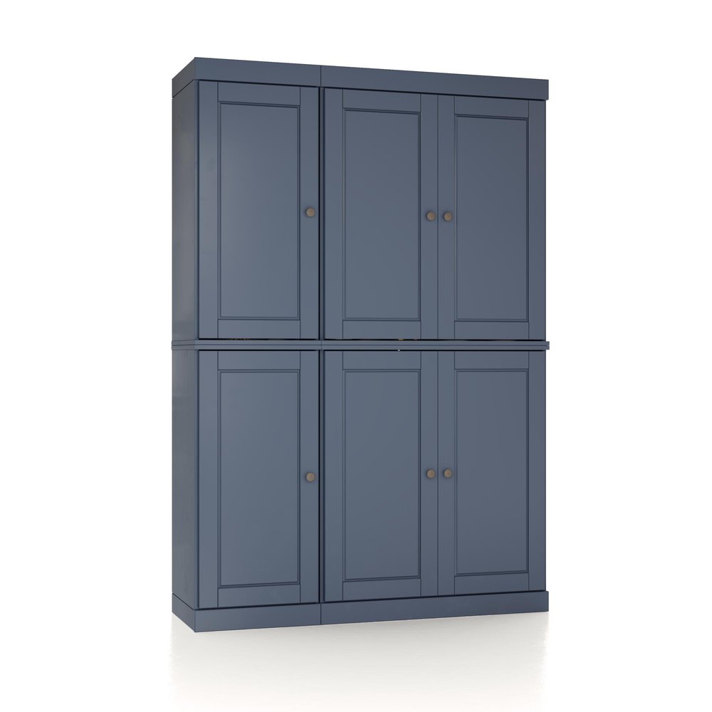 72" French Blue Solid Wood 8 Pantry Or Storage Closet