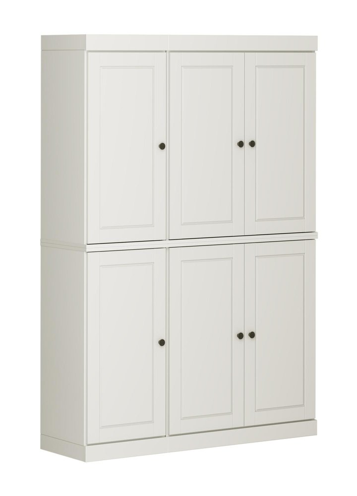 72" Off White Solid Wood 8 Pantry Or Storage Closet