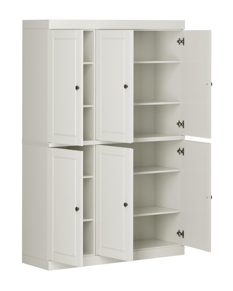 72" Off White Solid Wood 8 Pantry Or Storage Closet