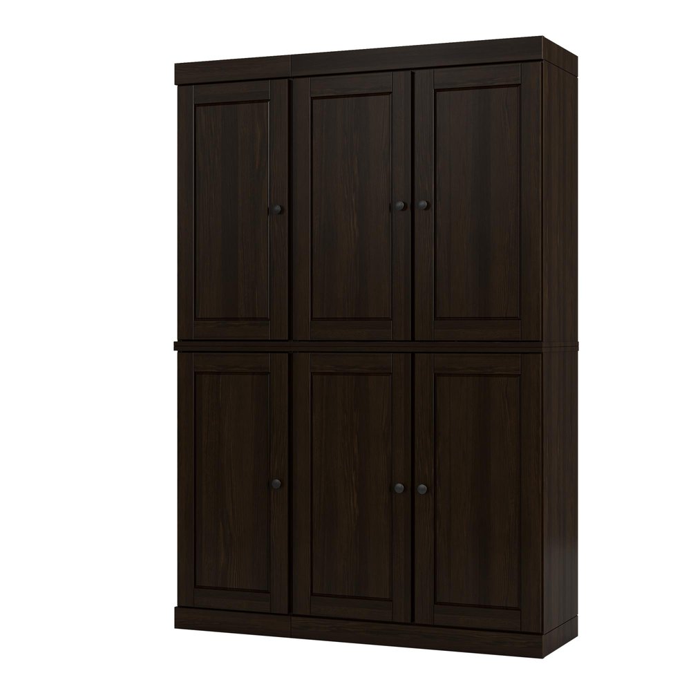 72" Espresso Solid Wood 8 Pantry Or Storage Closet