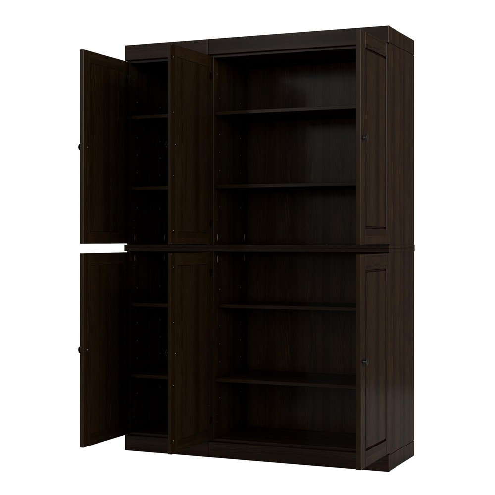 72" Espresso Solid Wood 8 Pantry Or Storage Closet