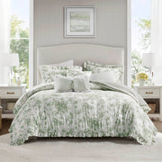Adele - King Comforter Set With Decorative Pillows - Green