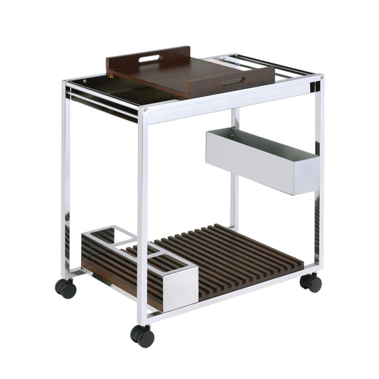 Lisses - Serving Cart - Chrome / Walnut
