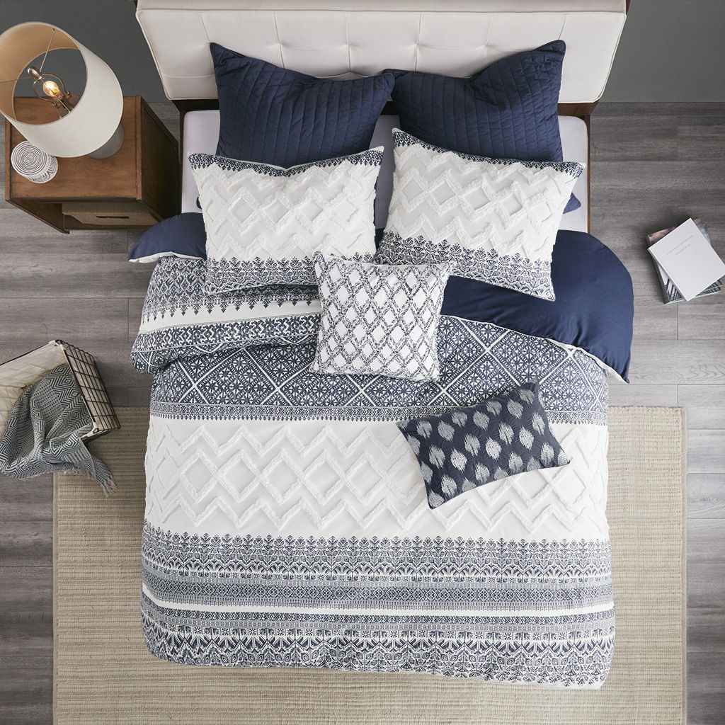 Camila - Quilted Euro Sham - Navy