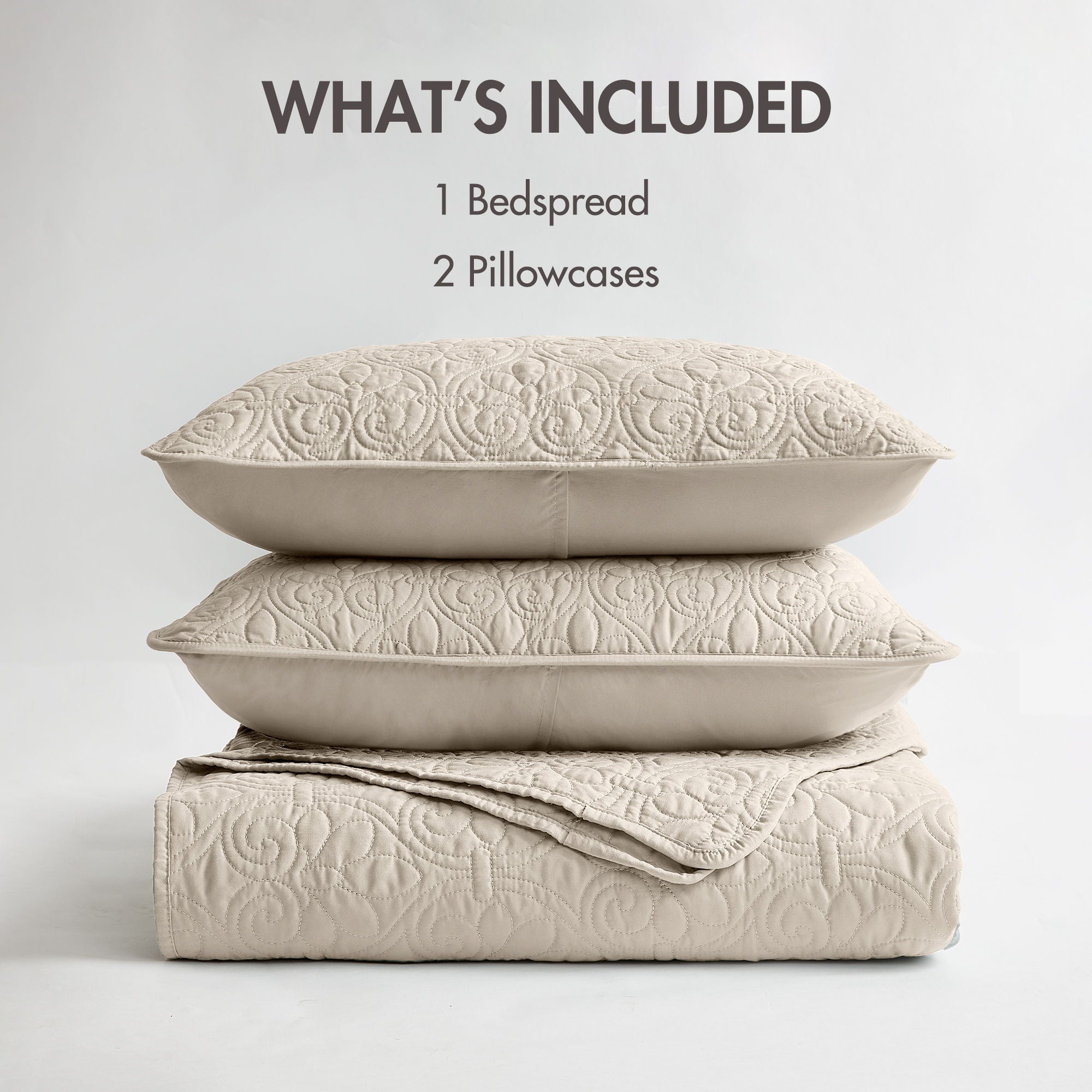 Quebec - Twin Reversible Bedspread Set - Cream