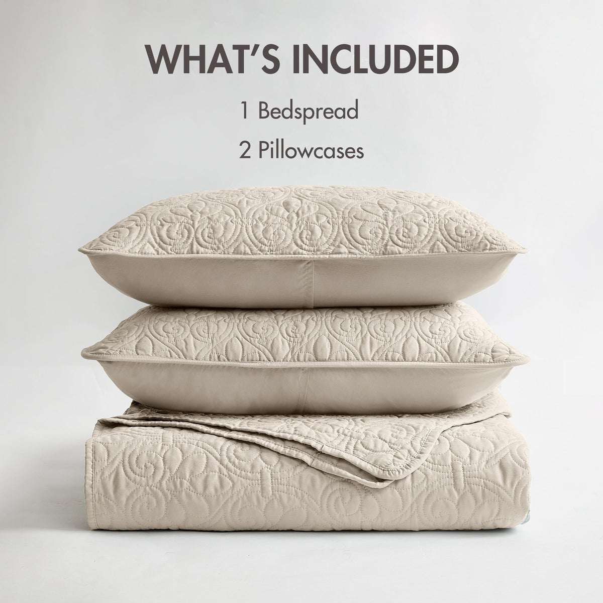 Quebec - Queen Reversible Bedspread Set - Cream