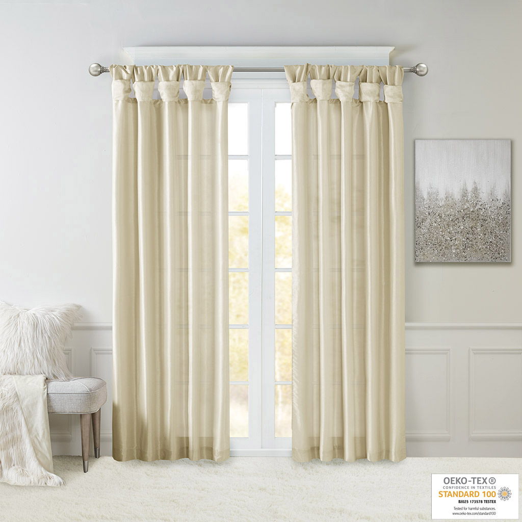 Emilia - 120" Twist Tab Lined Window Curtain - Champagne