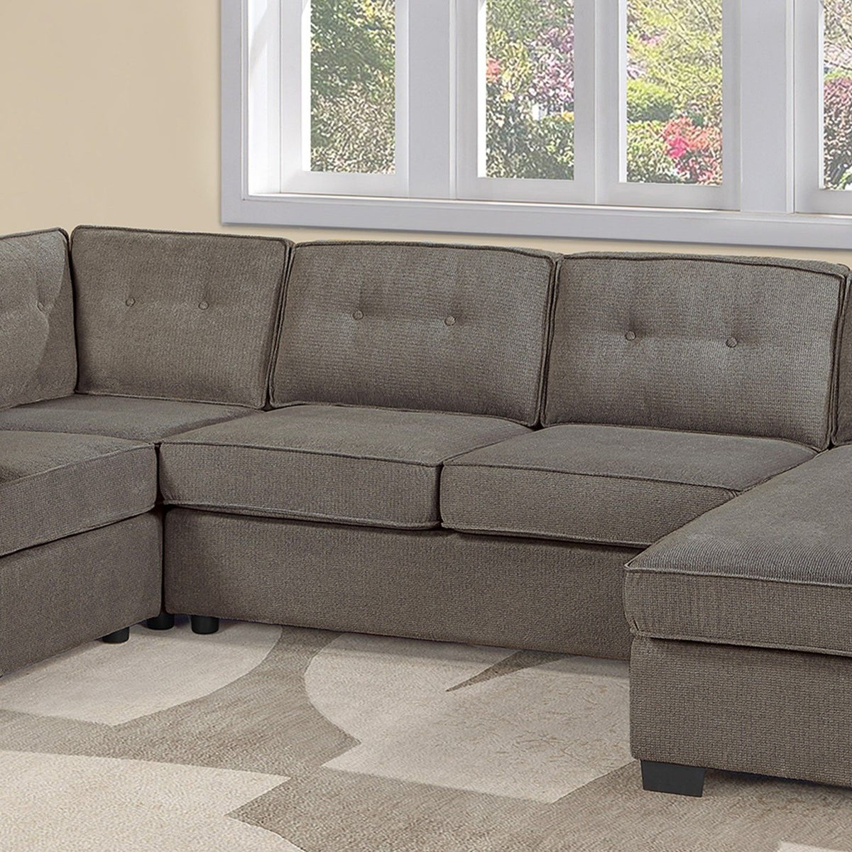 Reversible Chaise U - Sectional Couch, Living Room 3 Piece Set
