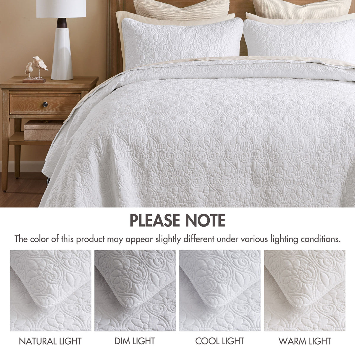 Quebec - King Reversible Bedspread Set - White