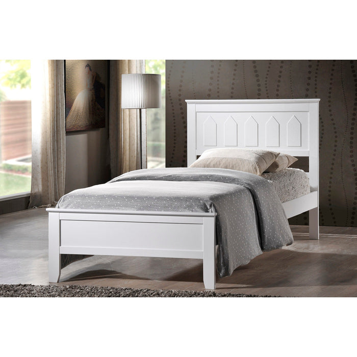 WHITE Wooden Platform Bed - TWIN