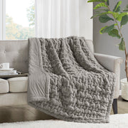 Ruched Fur - Ruched Throw - Gray