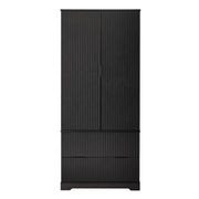 Fluted Kitchen Pantry Cabinet With 2 Large Drawers & 8 Door Spice Rack