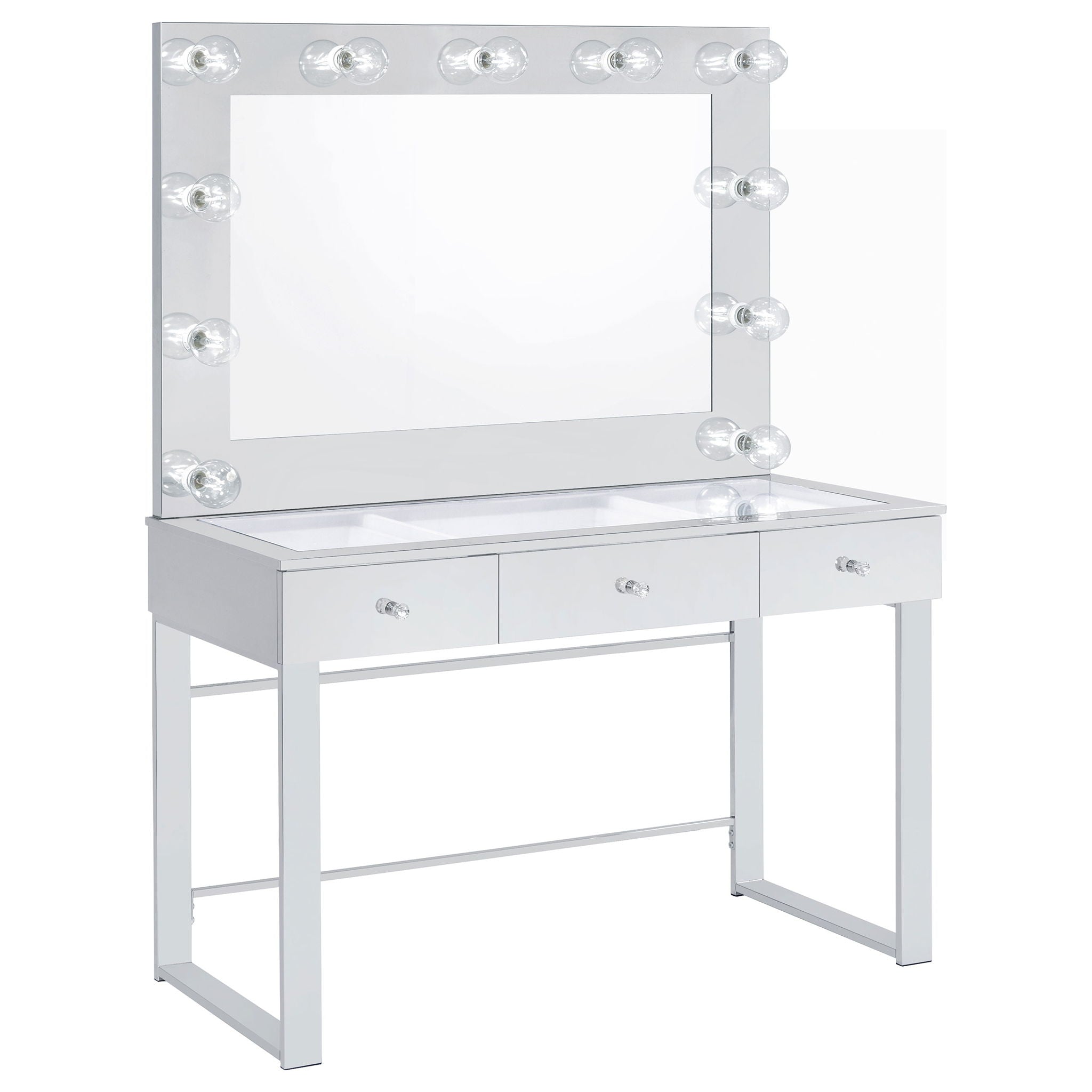 Trevor - 3 Drawer Makeup Vanity Table With Mirror - Chrome