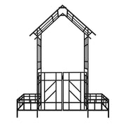 Garden Arch With Gate With Planter, Climbing Plants Support Outdoor - Black