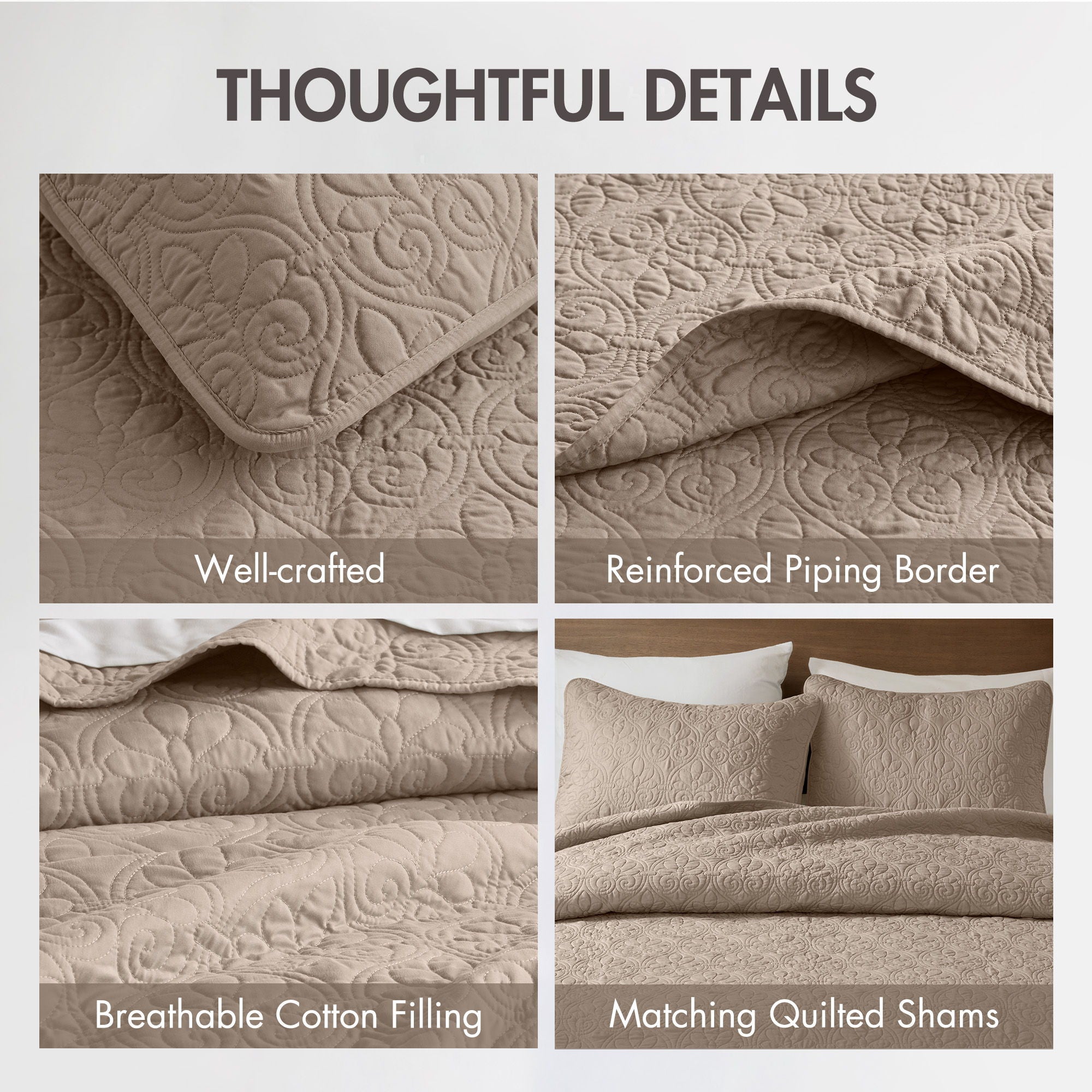 Quebec - King Reversible Bedspread Set - Neutral