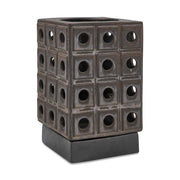 Lattice - Indoor-Outdoor Lantern Candleholder - Brown / Gray