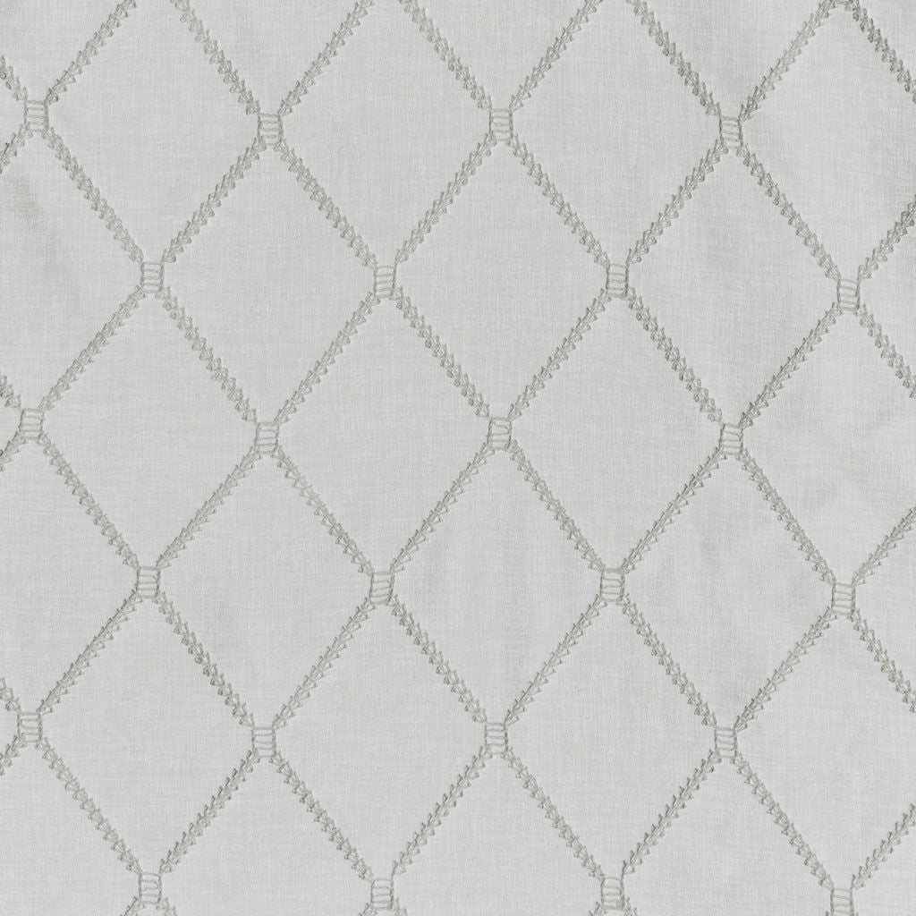 Irina - 144" Diamond Sheer Embroidered Window Scarf - White / Gray