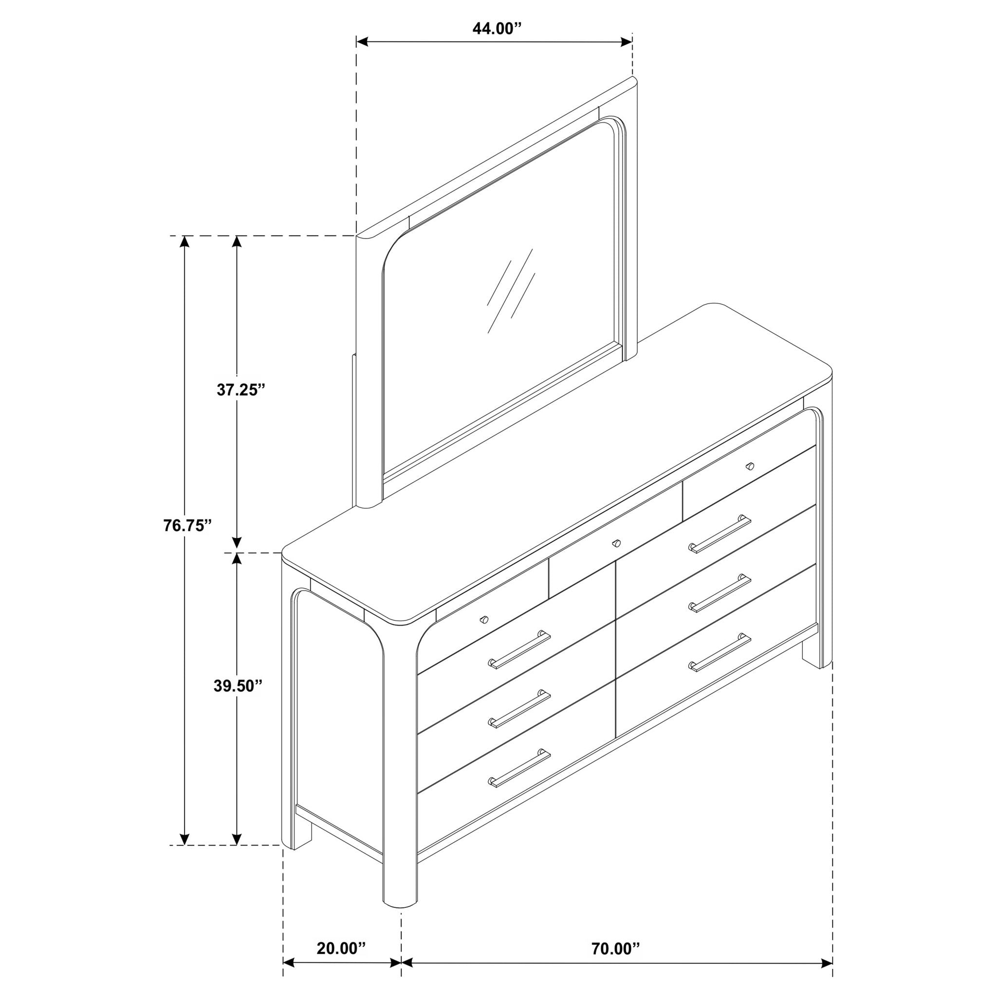 Flores - 9 Drawer Dresser With Mirror - Mango Color