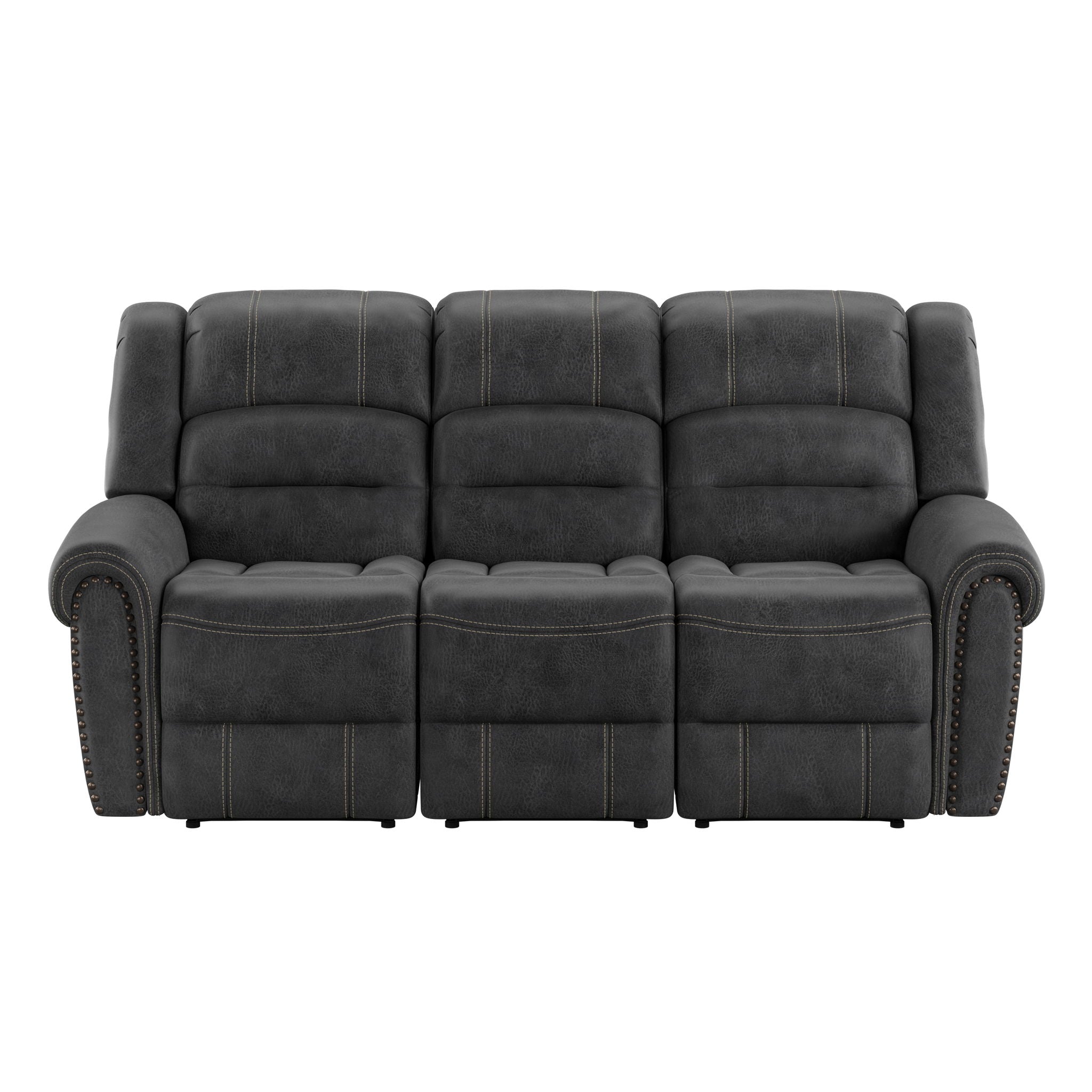 Reclining Sofa - Gray - Faux Leather