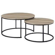 Arrize - 2 Piece Round Nesting Coffee Table Set - Pine Wood