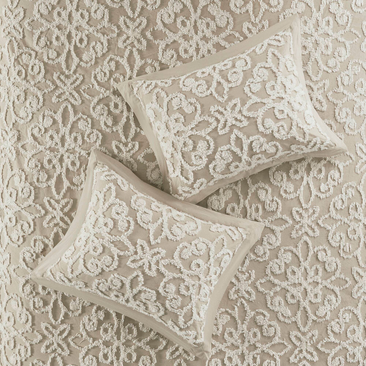 Sabrina - King 3 Piece Tufted Bedspread Set - Taupe