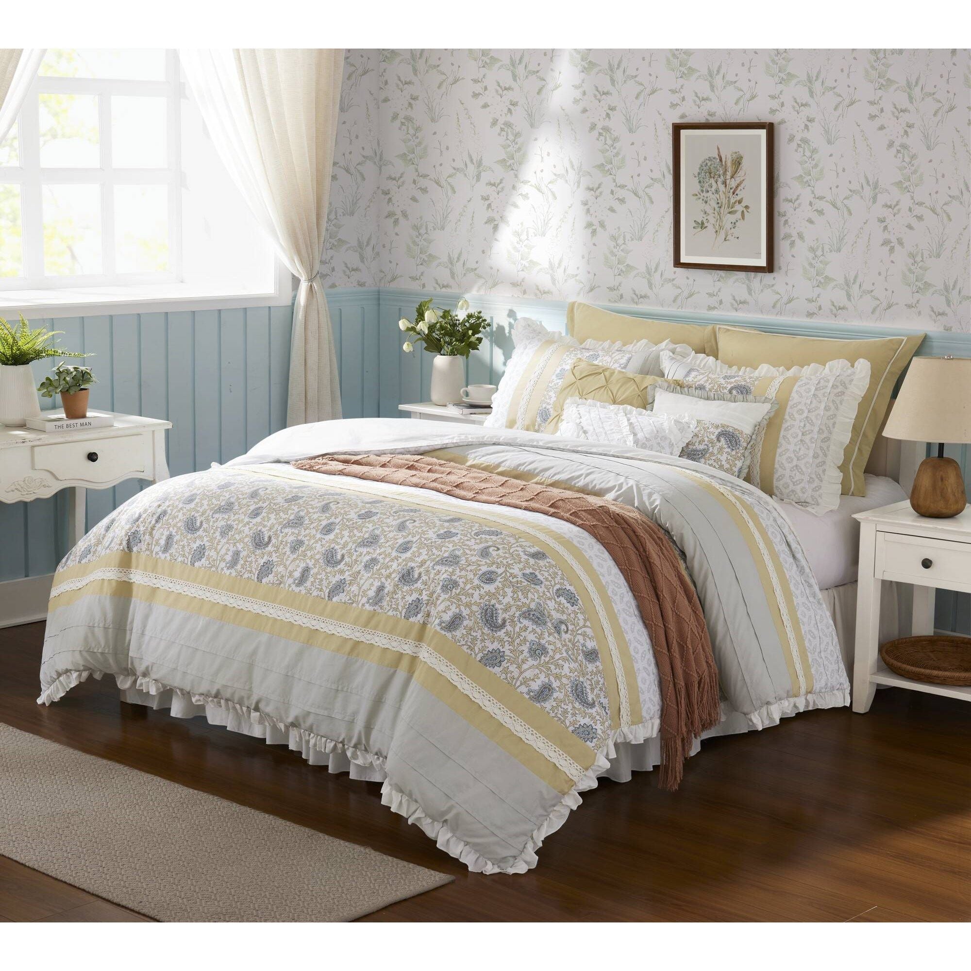 Dawn - Queen - 9 Piece Comforter Set - Yellow