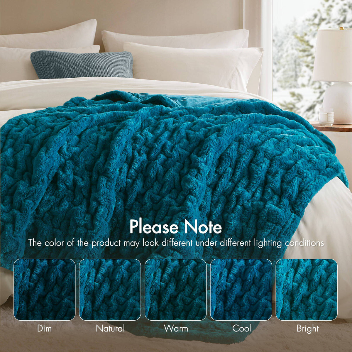 Ruched Fur - Ruched Throw - Teal