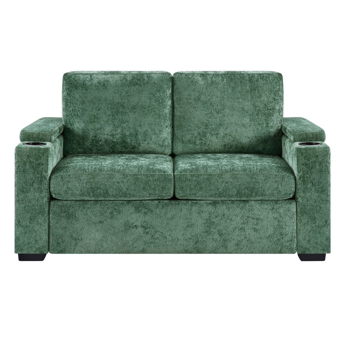 Pull Out Sofa Bed Loveseat With Twin Mattress, Cup Holders And Arm Storage